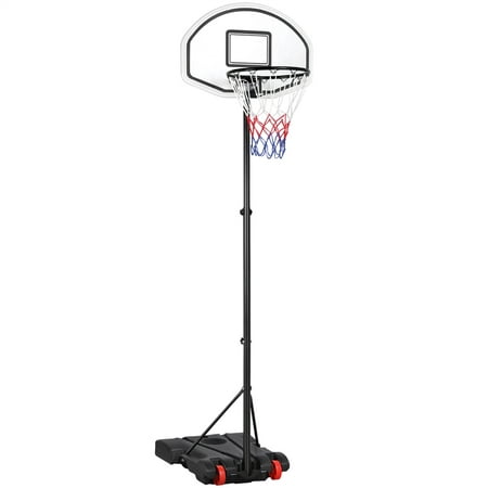 Easyfashion Height Adjustable Portable Basketball System Hoop with Wheels and Filled Base, Black