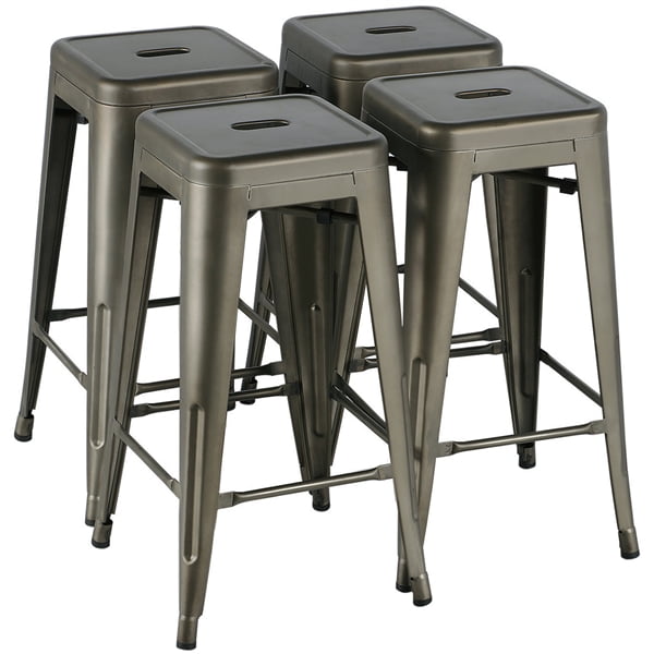 Renwick Industrial Metal 30 inch Stackable Backless Bar Height Stools ...