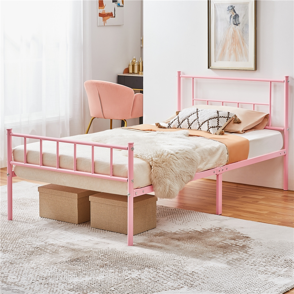 Renwick Twin Metal Platform Bed with Spindle Headboard and