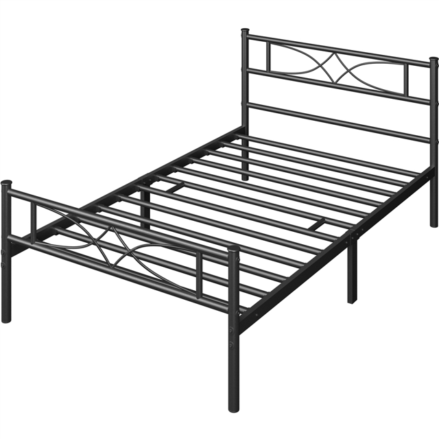 Easyfashion Julian Metal Bed Frame with Curved Design Headboard and