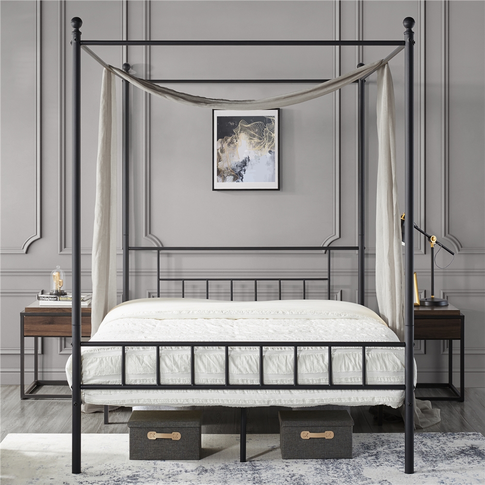 Yaheetech Metal Canopy Bed Frame, Fourposter Canopied Platform Bed