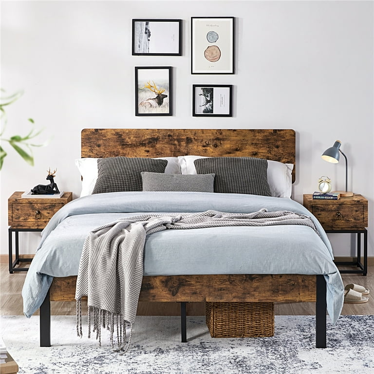 Walmart metal bed 2024 frame with headboard