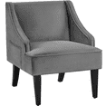 Easyfashion MidCentury Upholstered Velvet Wingback Accent Chair, Gray