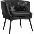 thumbnail image 1 of Renwick Modern Button Tufted Faux Leather Barrel Accent Chair,Black, 1 of 9