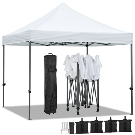 Easyfashion Pop-up Waterproof 10' x 10' Canopy with Metal Frame and Roller Bag, White