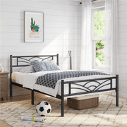 Easyfashion Skylar Cloud-Inspired Design Metal Bed, Twin, Black