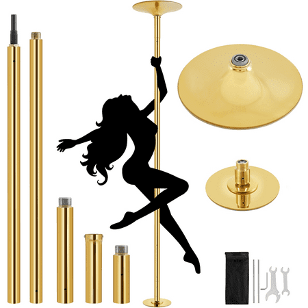 Renwick Spinning Static Dance Pole with Adjustable Height, 7.7'-9' H, Gold