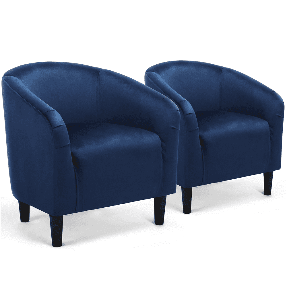 Easyfashion Tub Chair, Set of 2, Navy Blue Velvet