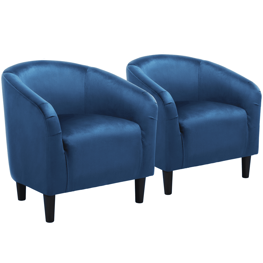 Easyfashion Tub Chair Set of 2 Pagoda Blue Velvet