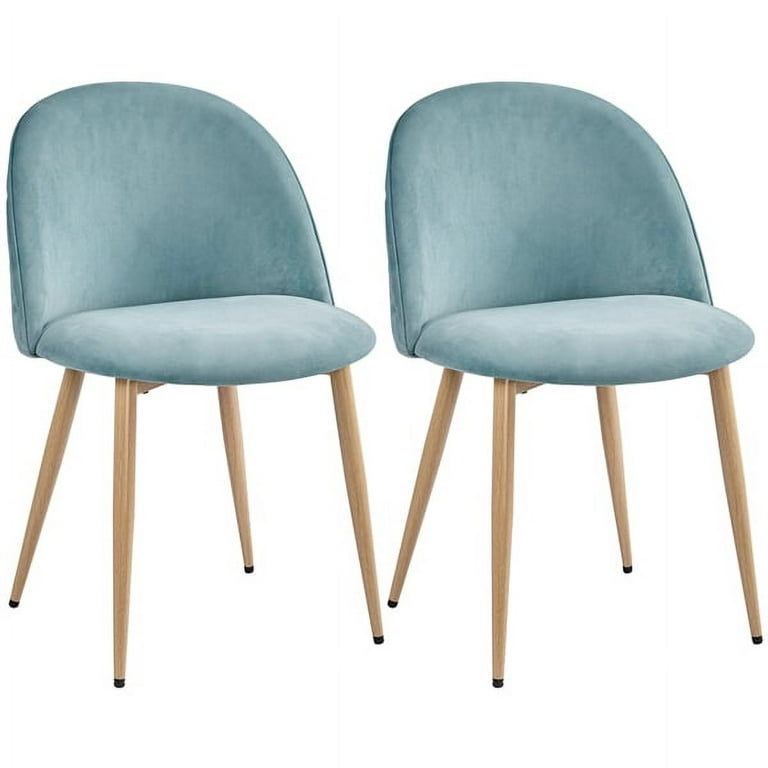 Easyfashion Velvet Dining Chairs with Wood Legs, Set of 2, Aqua -  Walmart.com