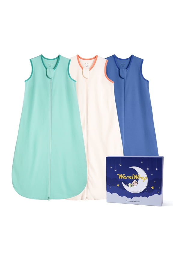 Baby Sleep Sack 0-6 Months 100% Cotton Baby Wearable Blanket 2-Way Zipper Breathable Lightweight Unisex Sleeping Bag 0.5 Tog Toddler Sleep Sack (3 Pack)