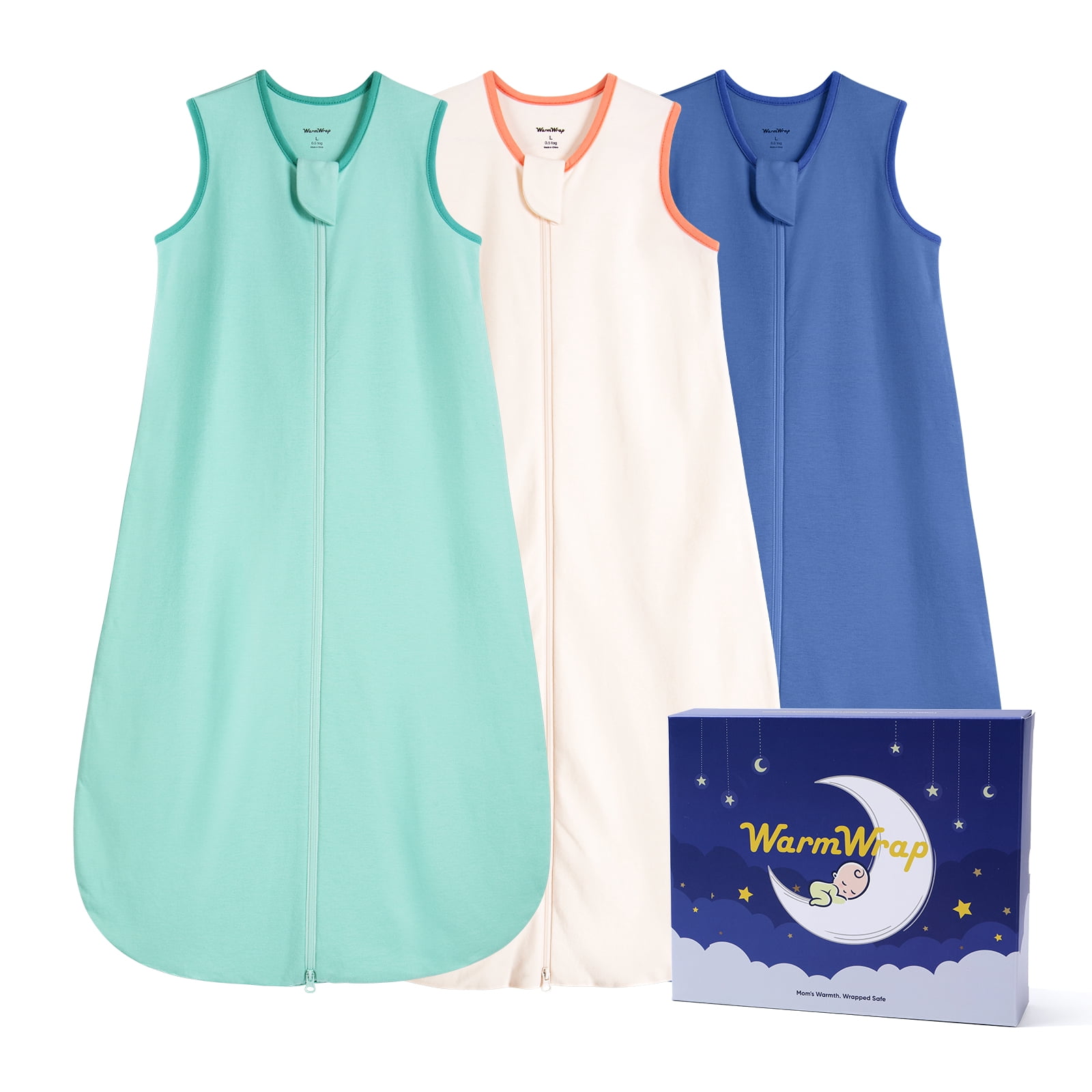 Baby Sleep Sack 12-18 Months 100% Cotton Baby Wearable Blanket 2-Way Zipper Breathable Lightweight Unisex Sleeping Bag 0.5 Tog Toddler Sleep Sack (3 Pack)