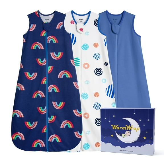 Baby Sleep Sack 0-6 Months 100% Cotton Baby Wearable Blanket 2-Way Zipper Breathable Lightweight Unisex Sleeping Bag 0.5 Tog Toddler Sleep Sack (3 Pack)