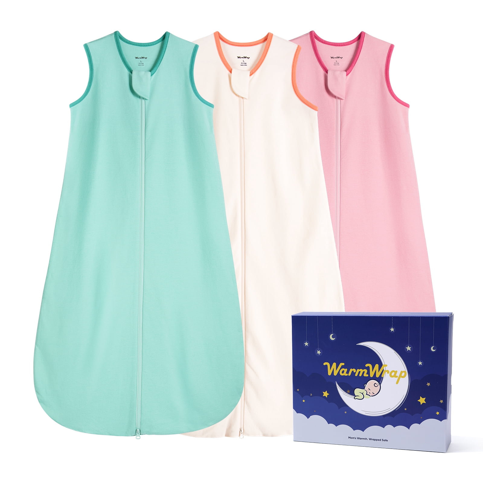 Baby Sleep Sack 12-18 Months 100% Cotton Baby Wearable Blanket 2-Way Zipper Breathable Lightweight Unisex Sleeping Bag 0.5 Tog Toddler Sleep Sack (3 Pack)
