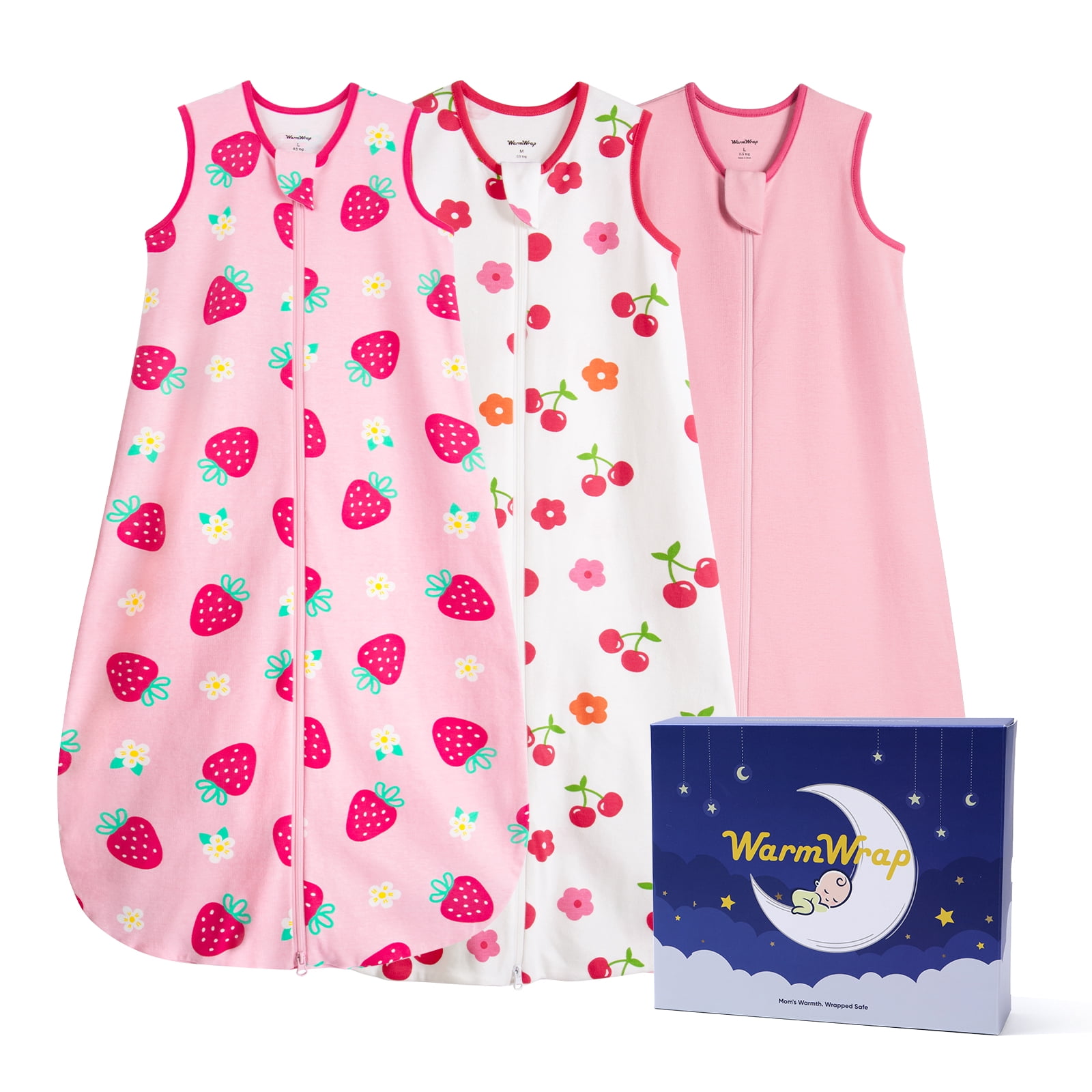 Baby Sleep Sack 6-12 Months 100% Cotton Baby Wearable Blanket 2-Way Zipper Breathable Lightweight Unisex Sleeping Bag 0.5 Tog Toddler Sleep Sack (3 Pack)