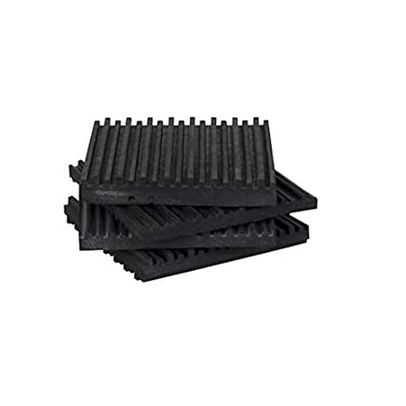 Easyflex Anti Vibration Ribbed Mounting Pads, Rubber Vibration Isolation Pad for Chillers, HVAC, Air Compressor, Washer and Dryer, Air Conditioner Units, Pack of 4 (4" x 4" x 3/8")