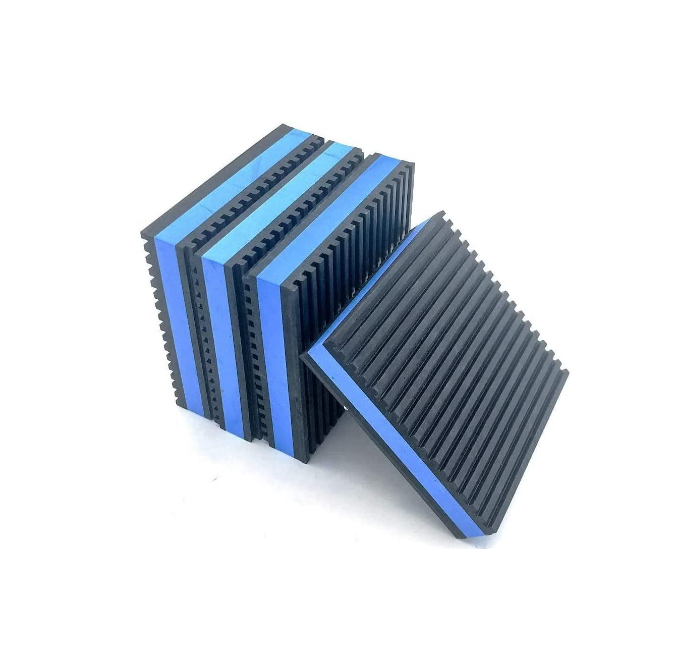 Easyflex Anti Vibration Rubber Pads Blue Eva Foam Inside Vibration Isolation Pad for Chillers, HVAC, Air Compressor, Washer and Dryer, Air Conditioner Units, Pack of 4 (3" x 3" x 7/8")