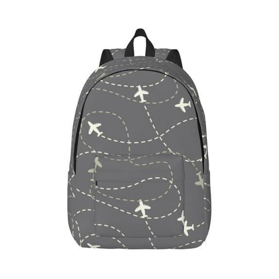 Easygd Airplane Routes Around The World Canvas Backpack: Stylish, Lightweight, and Versatile with Large Capacity and Adjustable Straps –