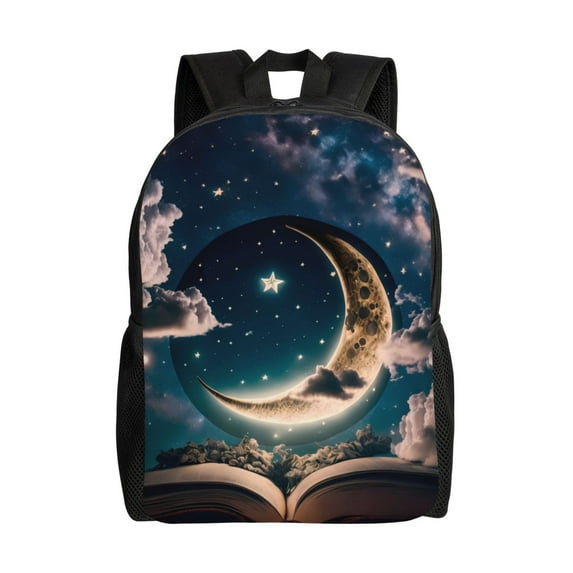 Easygd Artistic Starry Sky Moon Book Versatile and Stylish Backpack: Comfort, Storage, and Durability for College,Work, Travel, and Everyday Use