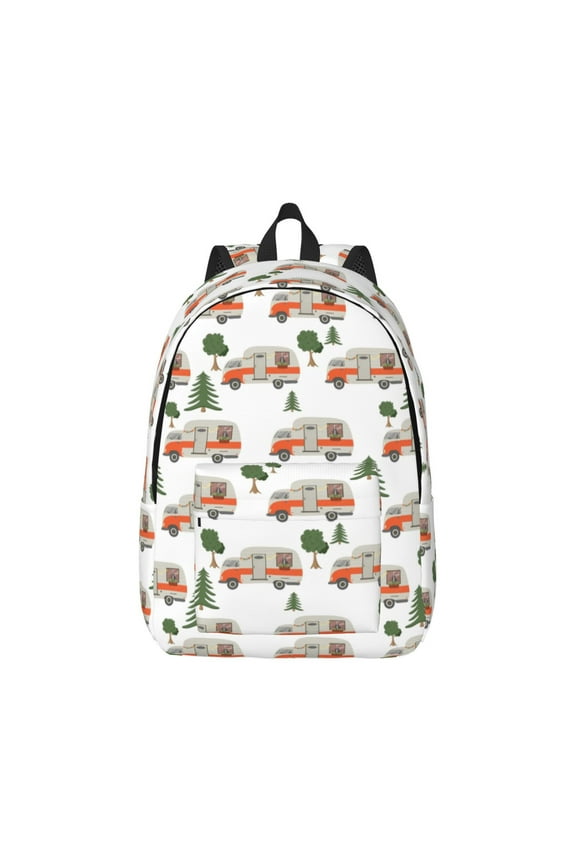 Easygd Camp Van Canvas Backpack: Stylish, Lightweight, and Versatile with Large Capacity and Adjustable Straps –