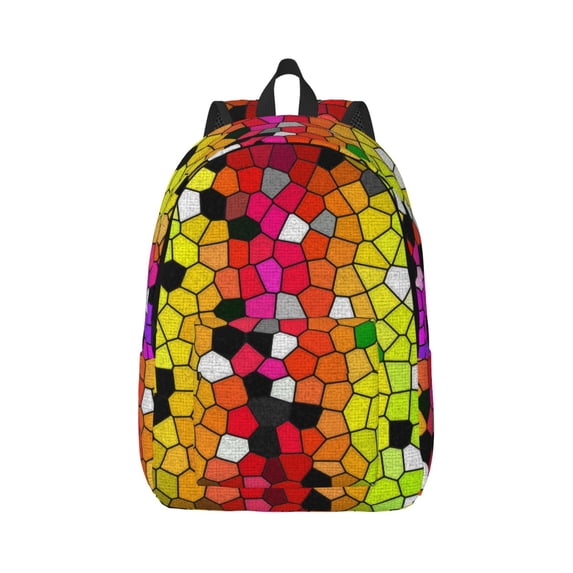 Easygd Colorful Tie Dye Stained Glass 1 Canvas Backpack: Stylish, Lightweight, and Versatile with Large Capacity and Adjustable Straps –