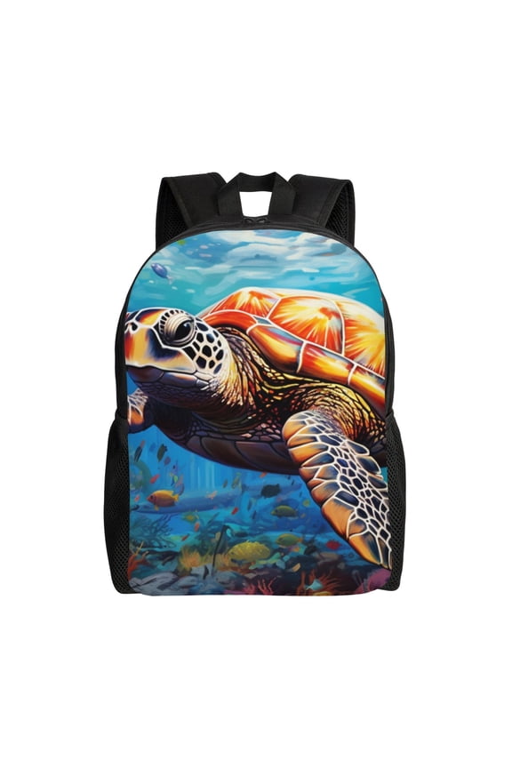 Easygd Colorful Underwater Sea Turtle Versatile and Stylish Backpack: Comfort, Storage, and Durability for College,Work, Travel, and Everyday Use