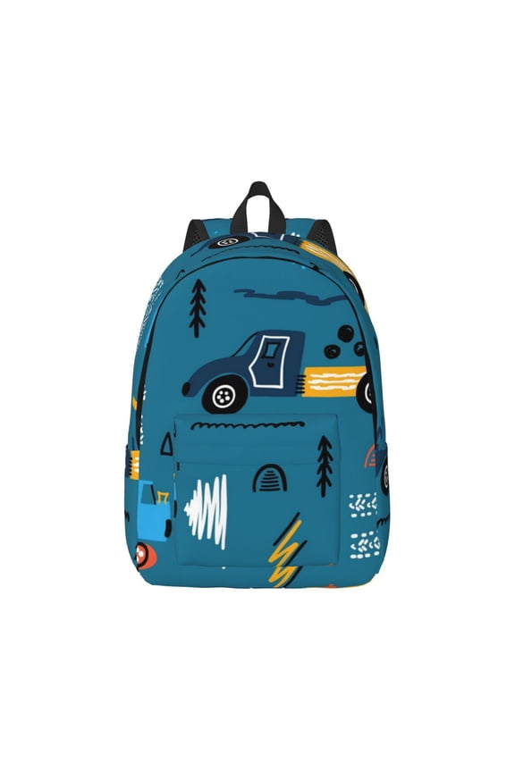 Easygd Construction Trucks Canvas Backpack: Stylish, Lightweight, and Versatile with Large Capacity and Adjustable Straps –