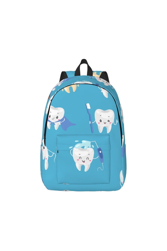 Easygd Cute Healthy Teeth Canvas Backpack: Stylish, Lightweight, and Versatile with Large Capacity and Adjustable Straps –