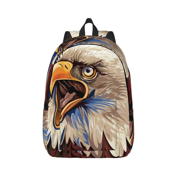 Easygd Eagle With USA Flags Canvas Backpack: Stylish, Lightweight, and Versatile with Large Capacity and Adjustable Straps –