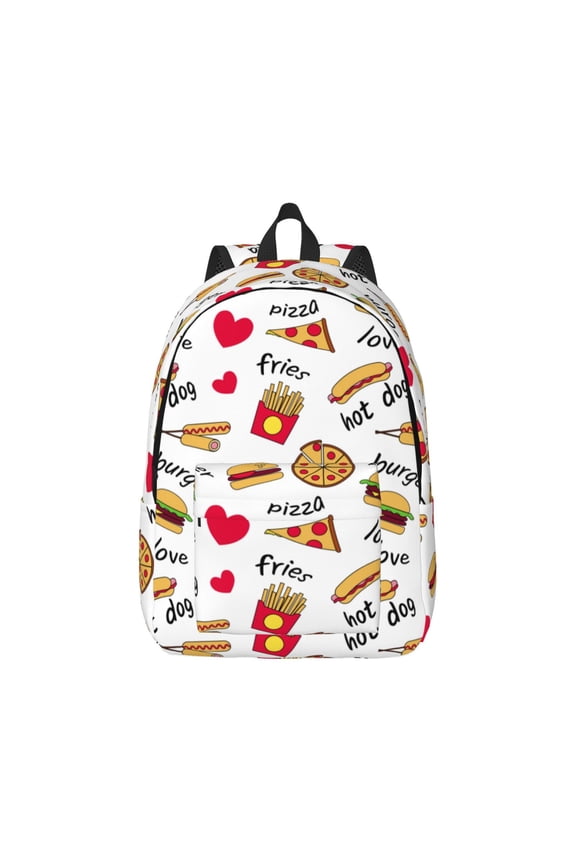 Easygd Fast Food Canvas Backpack: Stylish, Lightweight, and Versatile with Large Capacity and Adjustable Straps –