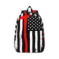 thumbnail image 1 of Easygd Firefighters USA Flag Canvas Backpack: Stylish, Lightweight, and Versatile with Large Capacity and Adjustable Straps –, 1 of 7