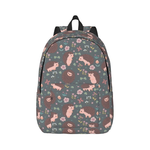 Easygd Hedgehogs and Flowers1 Canvas Backpack: Stylish, Lightweight, and Versatile with Large Capacity and Adjustable Straps –