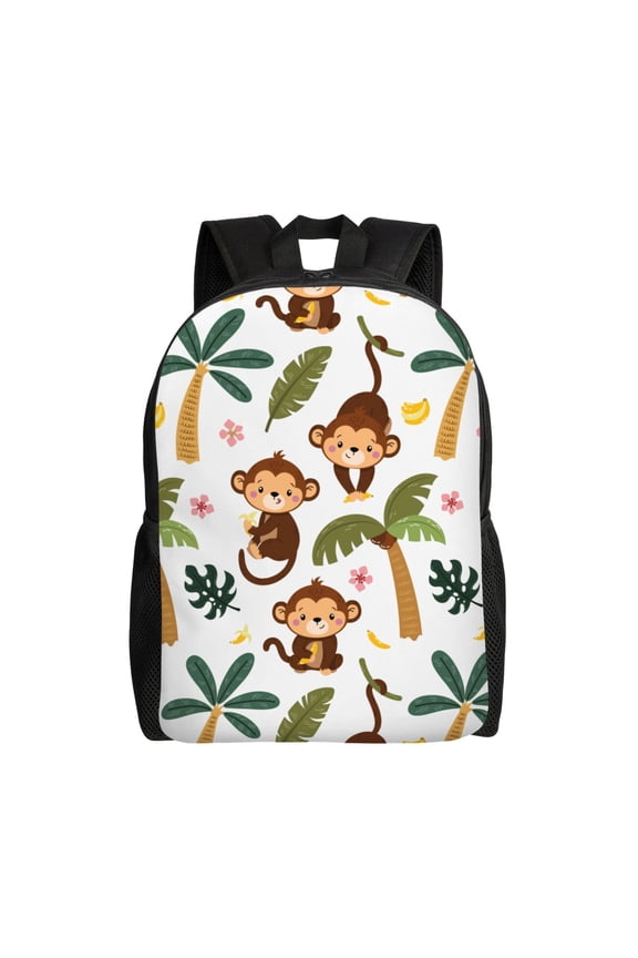 Easygd Monkeys Swinging from Palms Versatile and Stylish Backpack: Comfort, Storage, and Durability for College,Work, Travel, and Everyday Use