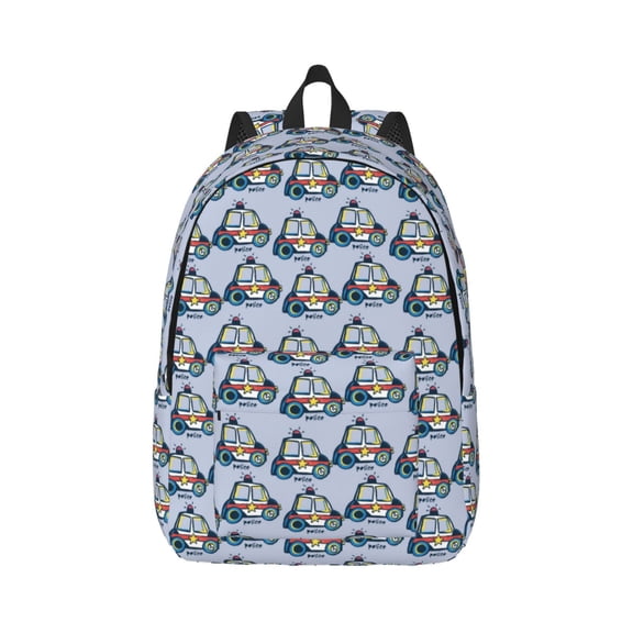Easygd Police Car Canvas Backpack: Stylish, Lightweight, and Versatile with Large Capacity and Adjustable Straps –