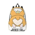 thumbnail image 1 of Easygd Prince Corgi Dog Canvas Backpack: Stylish, Lightweight, and Versatile with Large Capacity and Adjustable Straps –, 1 of 7