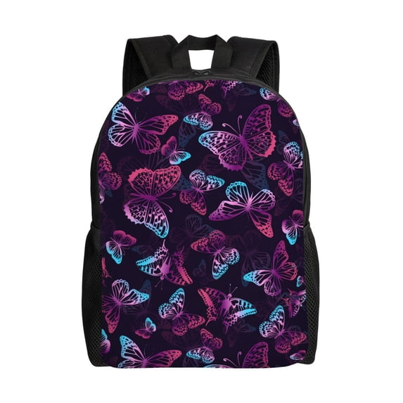Easygd Purple Butterfly Versatile and Stylish Backpack: Comfort, Storage, and Durability for College,Work, Travel, and Everyday Use