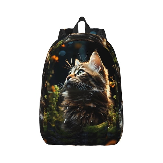 Easygd Realistic Style Cute Cat Canvas Backpack: Stylish, Lightweight, and Versatile with Large Capacity and Adjustable Straps –