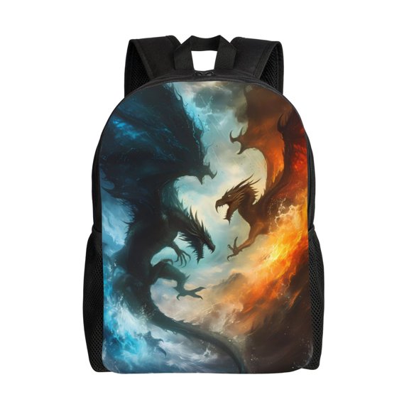 Easygd Red And Blue Flame Wave Dragon Versatile and Stylish Backpack: Comfort, Storage, and Durability for College,Work, Travel, and Everyday Use