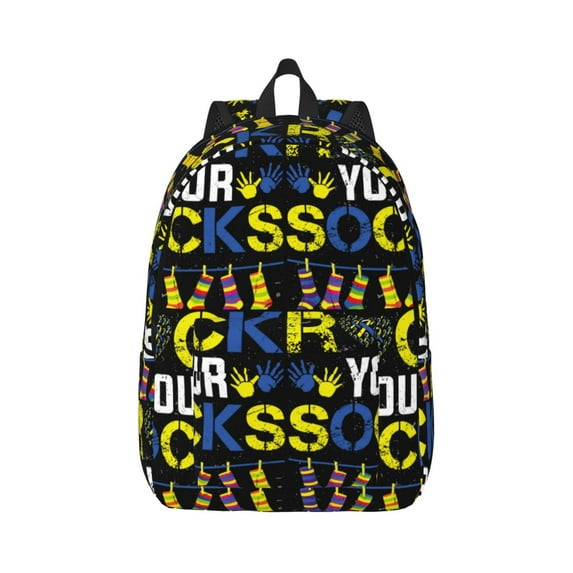 Easygd Rock Your Socks Canvas Backpack: Stylish, Lightweight, and Versatile with Large Capacity and Adjustable Straps –