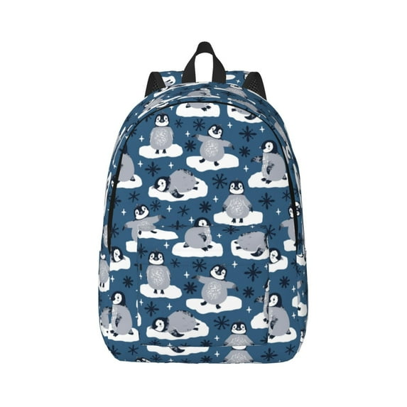 Easygd Snow Penguin Canvas Backpack: Stylish, Lightweight, and Versatile with Large Capacity and Adjustable Straps –