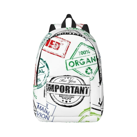 Easygd Stamp Set Collection Canvas Backpack: Stylish, Lightweight, and Versatile with Large Capacity and Adjustable Straps –
