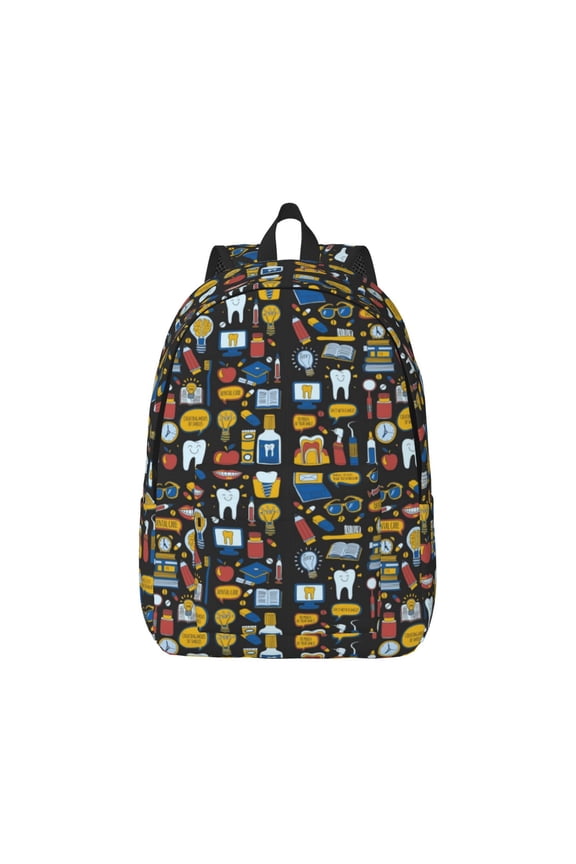 Easygd Teeth Canvas Backpack: Stylish, Lightweight, and Versatile with Large Capacity and Adjustable Straps –