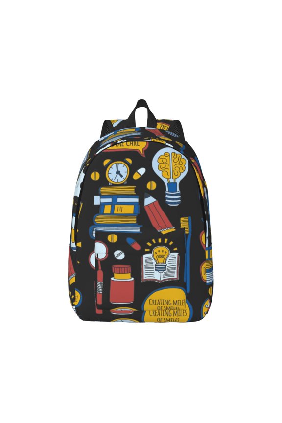 Easygd Teeth Canvas Backpack: Stylish, Lightweight, and Versatile with Large Capacity and Adjustable Straps –