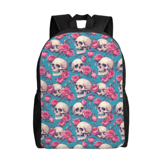 Easygd happy Skull rose Versatile and Stylish Backpack: Comfort, Storage, and Durability for College,Work, Travel, and Everyday Use