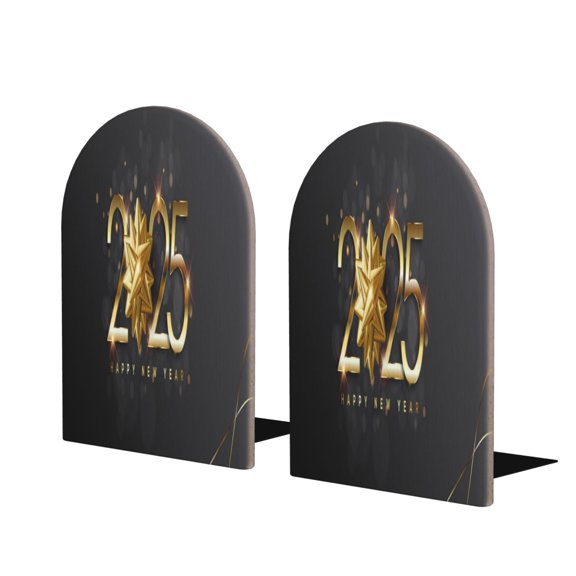 Easygdp 2025 Happy New Year 1 2 Pcs Bookend Large Capacity Office Book Ends for Home Office Library School Study Decoration