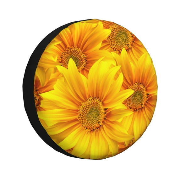 Easygdp 3D Sunflowers Automobile Tire Dust Cover, 14-17in Spare Tire Cover Universal Fit for Trailer, Car, Truck, SUV, Jeep - 15 inch