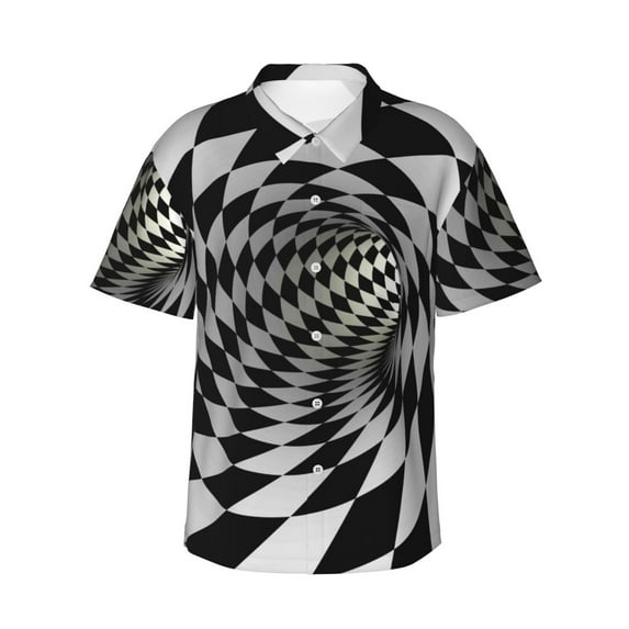 Easygdp 3D Vortex Illusion Men's Hawaiian Shirts Print Lapel Short Sleeve for Beach, vacation, party, casual occasions - Medium