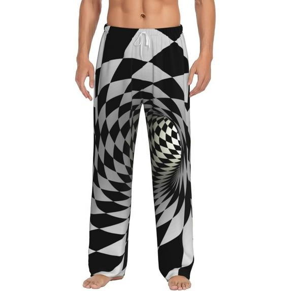 Easygdp 3D Vortex Illusion Men's Pajama Pant, Sleep Elastic Waistband Lounge Pants - Medium