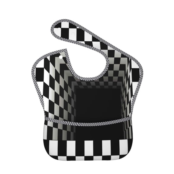 Easygdp 3d Black and White Checkerboard Tunnel Bibs For Babies, Baby Bibs for Eating, Toddler Bibs, Waterproof Bibs, Feeding Bibs, for Toddlers, Boys, Girls