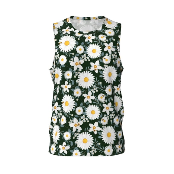 Easygdp 70s Groovy Hippie Retro Men's Mesh Basketball Jersey Quick Drying Sleeveless Shirts Fitted Muscle Tank Tops Sport Round Neck T-Shirt - Medium